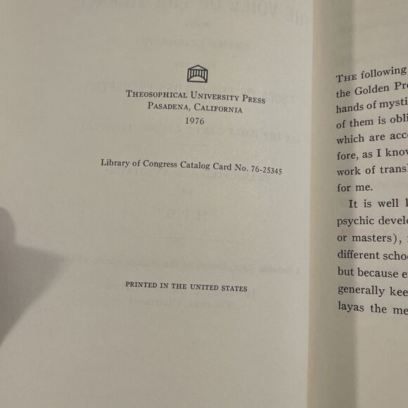 The Voice Of Silence by H. P. Blavatsky Theosophical Publishing Verbatim Repro - Picture 8 of 11